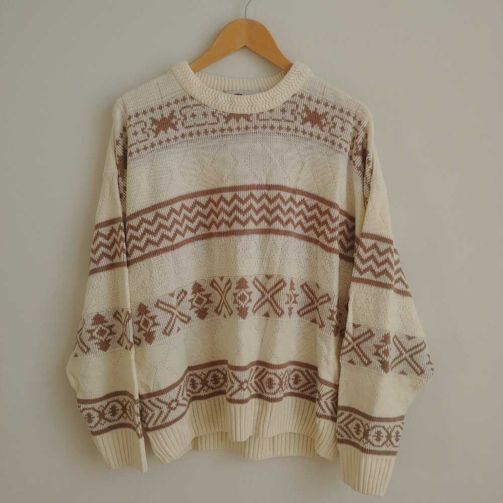Vintage made in Canada Arnold Palmer cream brown sweater approx XL Men - Picture 4 of 16